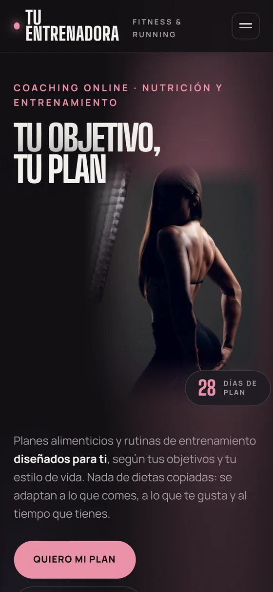 Personal trainer website on a phone
