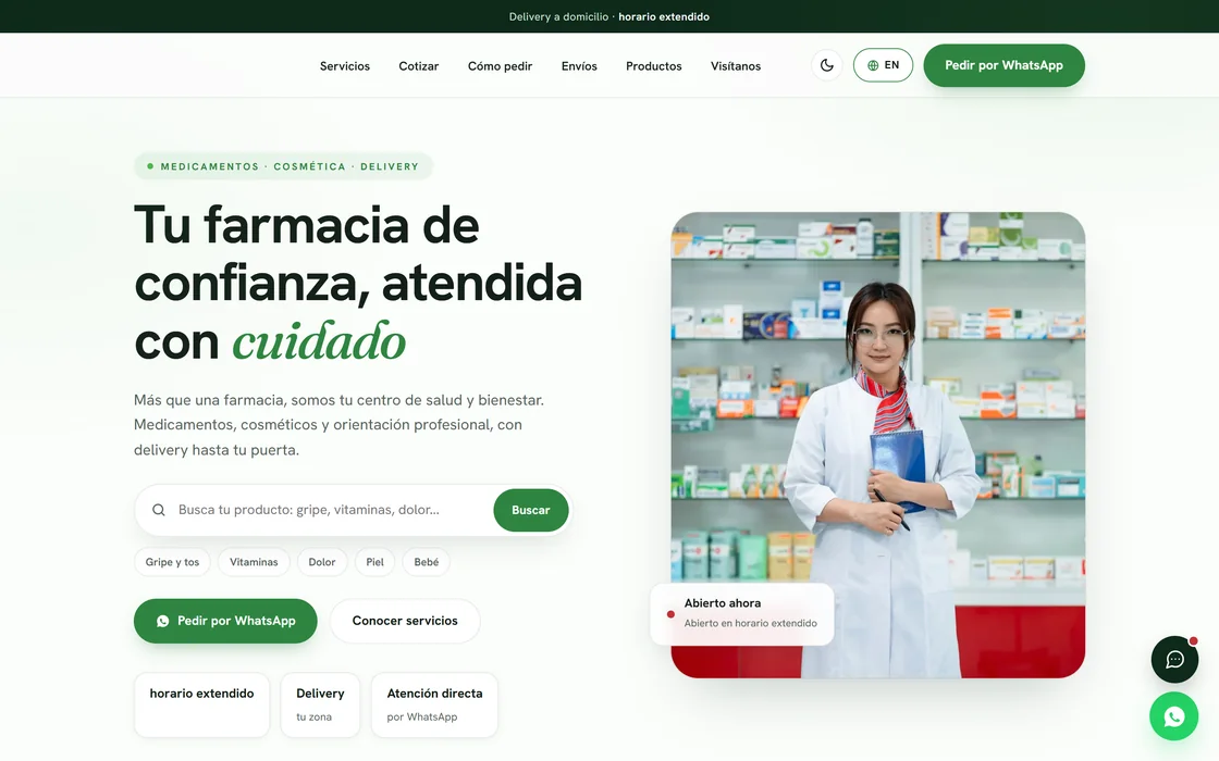 Pharmacy website on desktop