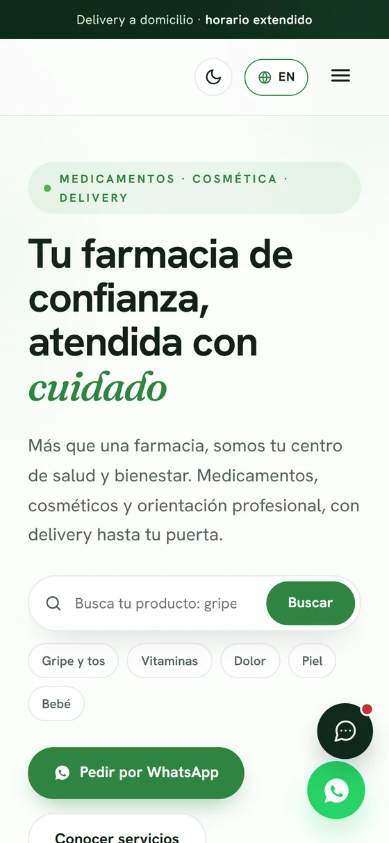 Pharmacy website on a phone
